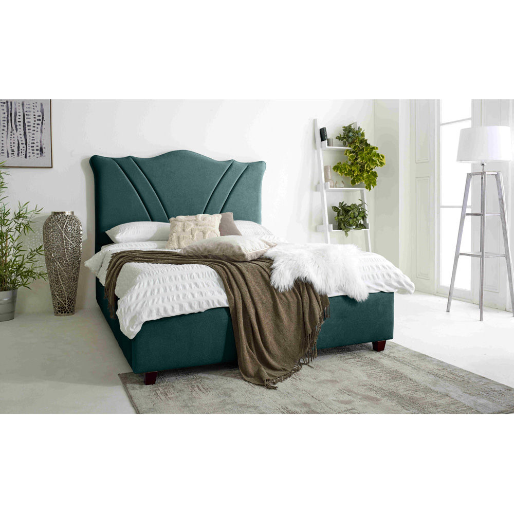 Eleganza Amaya King Size Green Arlington Fabric Bed Frame with Curved Headboard Image 6