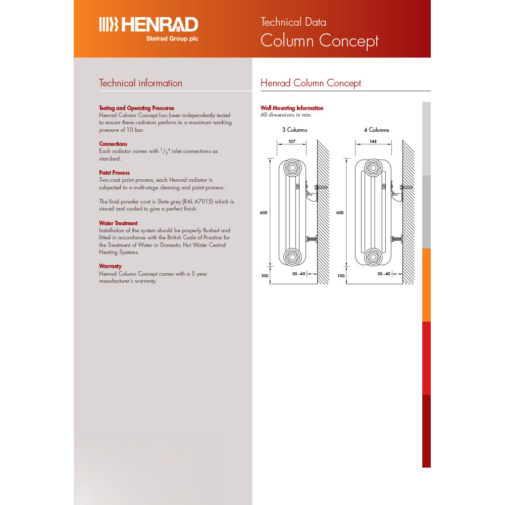 Henrad Slate Grey 4 Column Concept Radiator 600 x 624mm Image 5