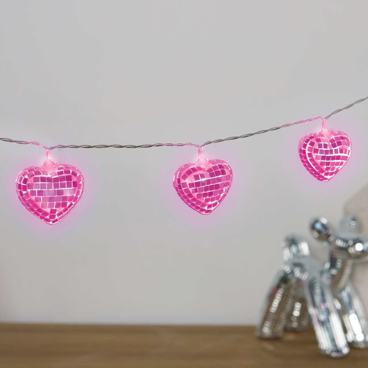 Disco Heart String Lights Pink Image 2