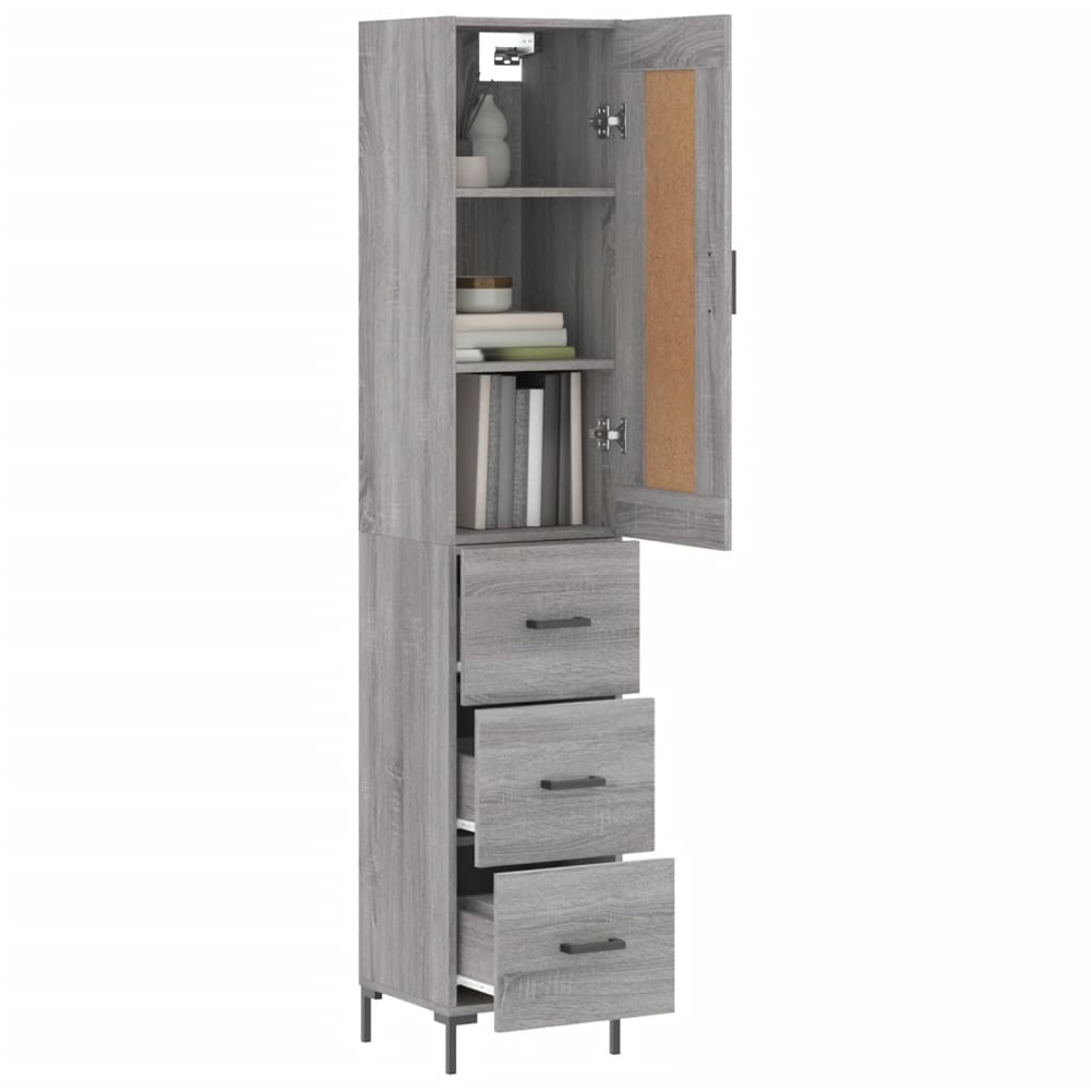 vidaXL Single Door 3 Drawer Grey Sonoma Highboard Image 2