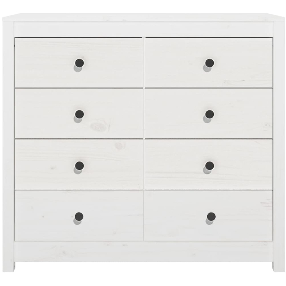 vidaXL 8 Drawer White Solid Pine Wood Sideboard Image 4