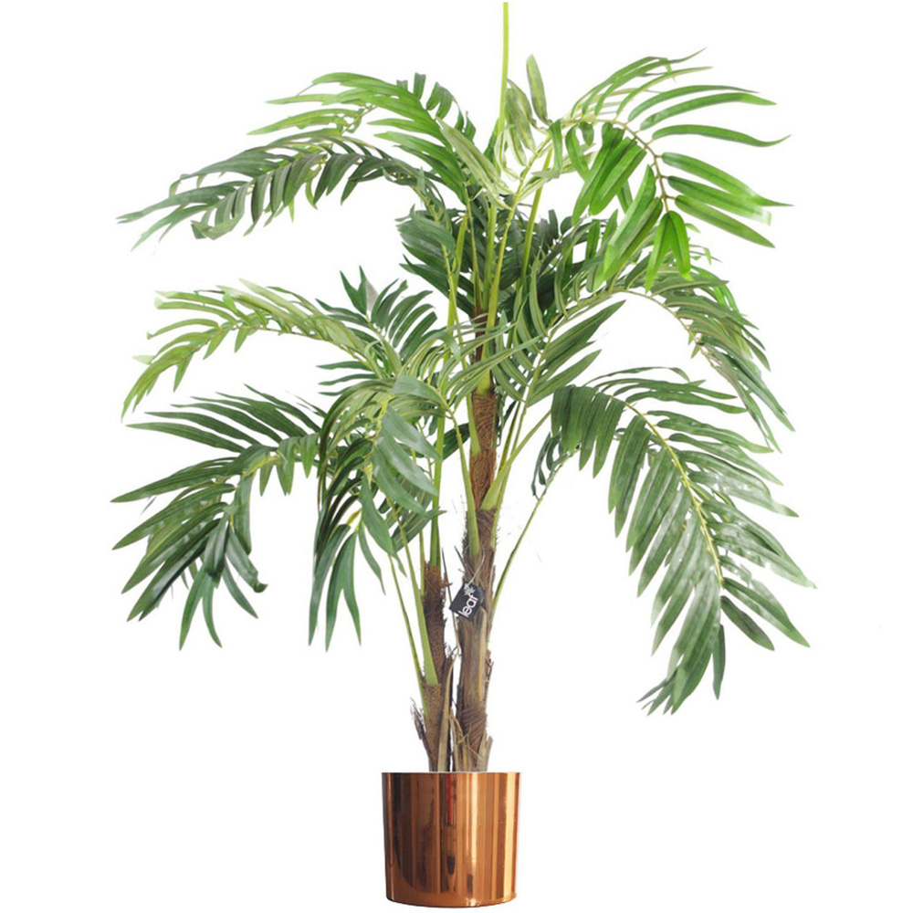 Leaf Premium Artificial Palm Tree with Pot and Copper Metal Planter 4ft Image 1