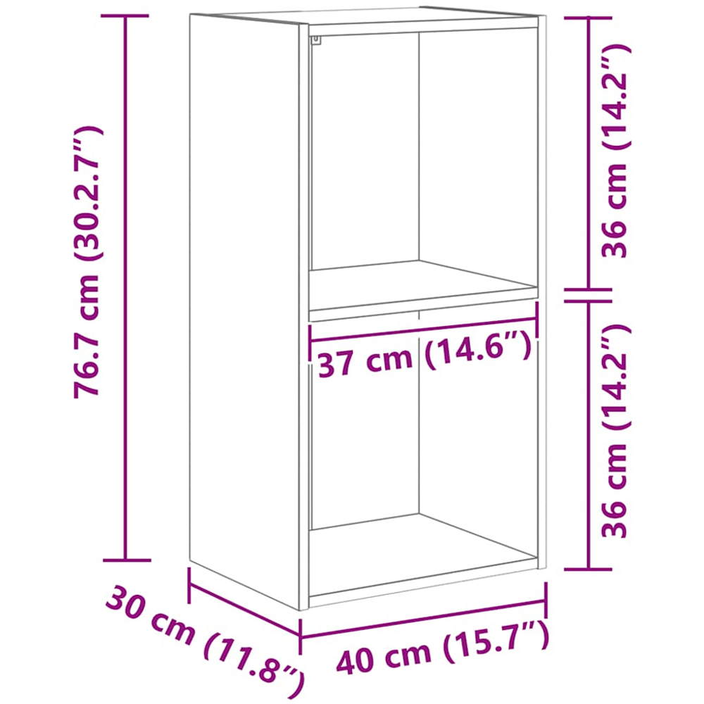 vidaXL 2 Shelf Grey Sonoma Small Bookcase Image 9