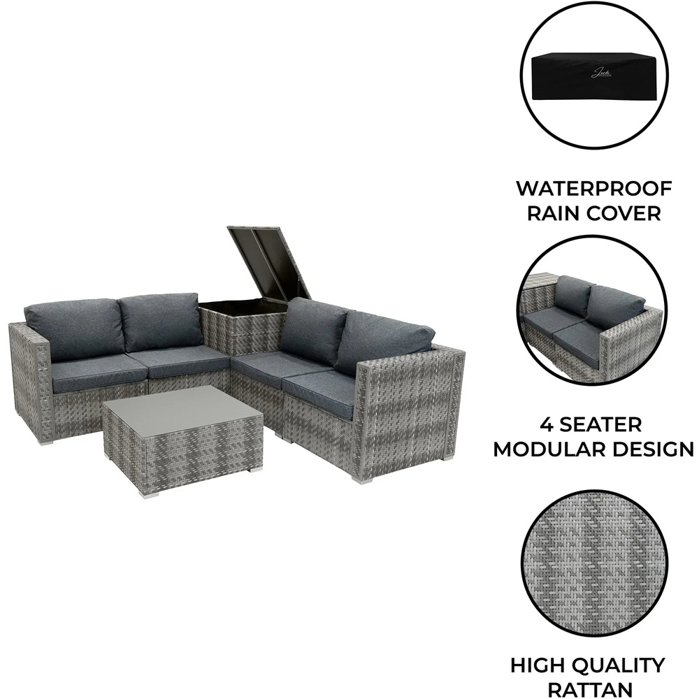 MonsterShop 6 Piece Grey Rattan Modular Furniture Set Image 6