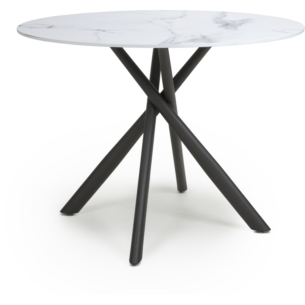 Avesta Marble Effect 4 Seater Round Dining Table White Image 6
