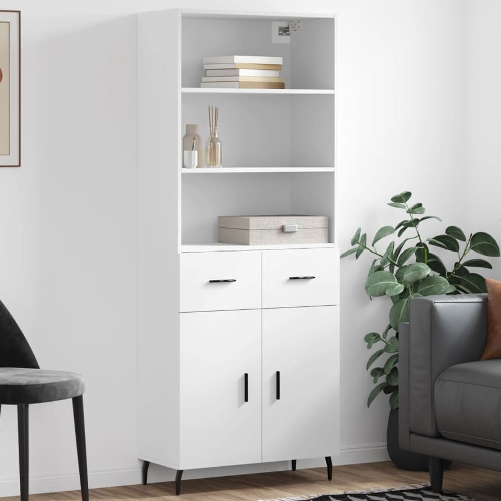 vidaXL 2 Door 2 Drawer 3 Shelf White Highboard Image 1