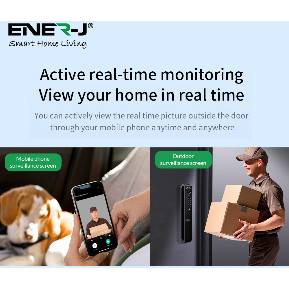 ENER-J 7-in-1 Black Aluminium Alloy Smart Door Lock Image 6