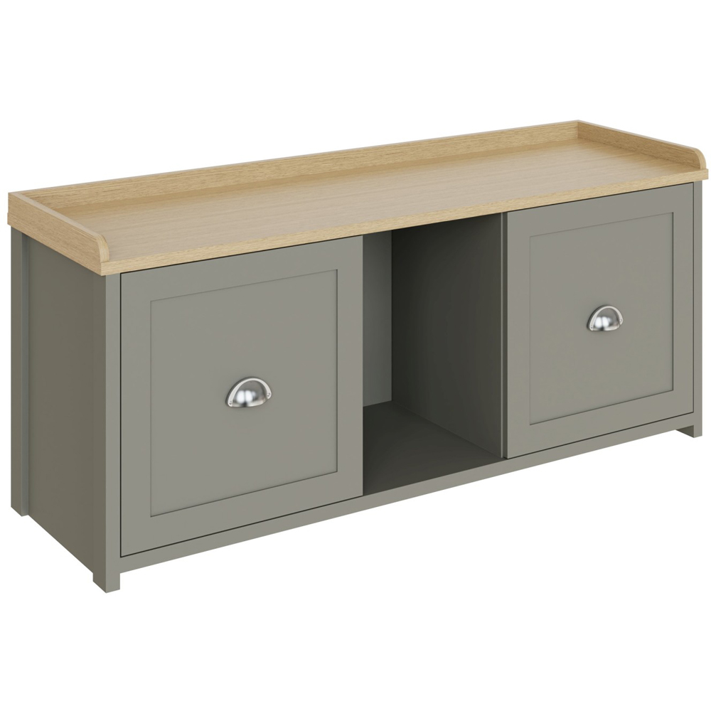 GFW Lancaster 2 Door Grey and Oak Shoe Bench Image 2