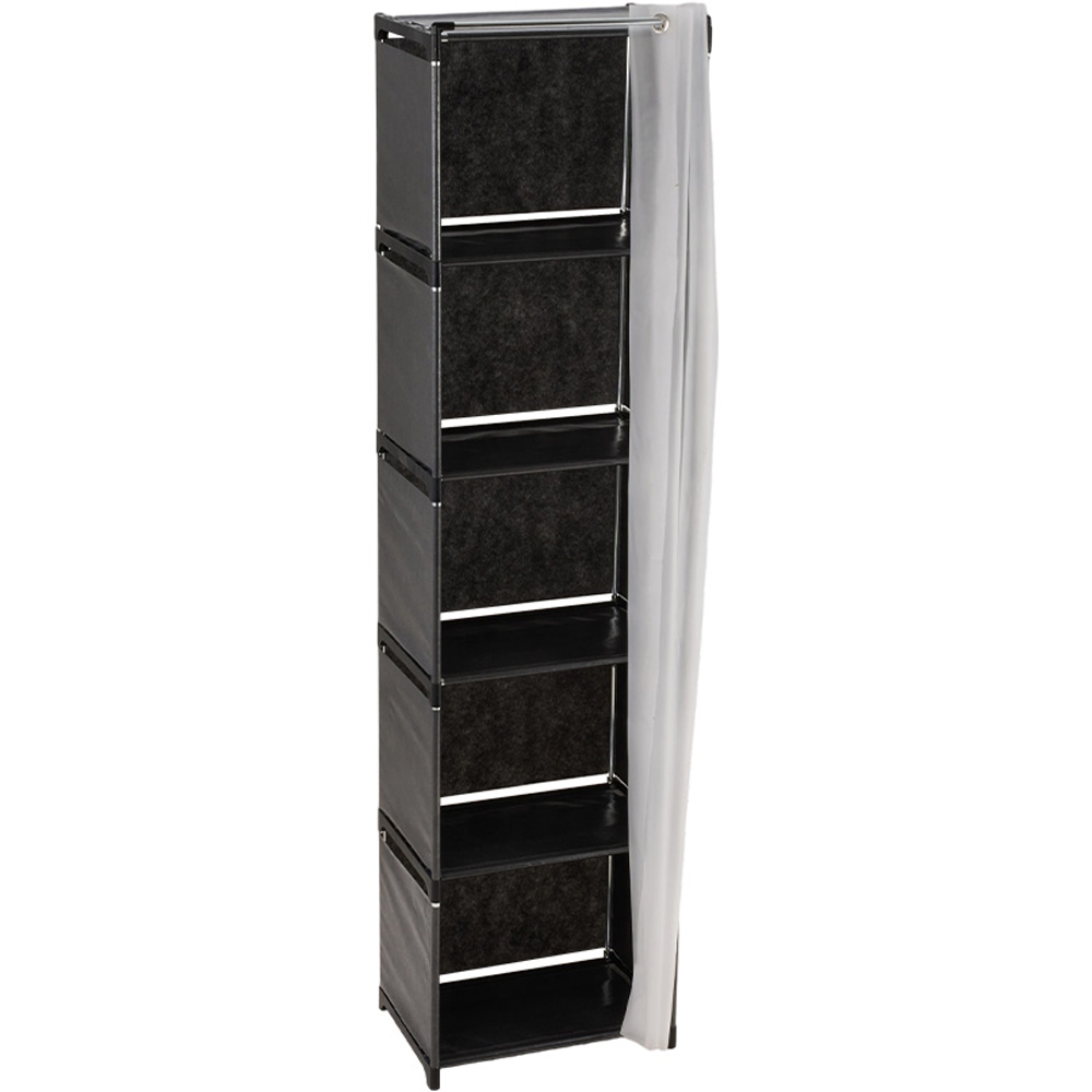 Living and Home 5-Tier Black Freestanding Portable Wardrobe with Curtain Image 2