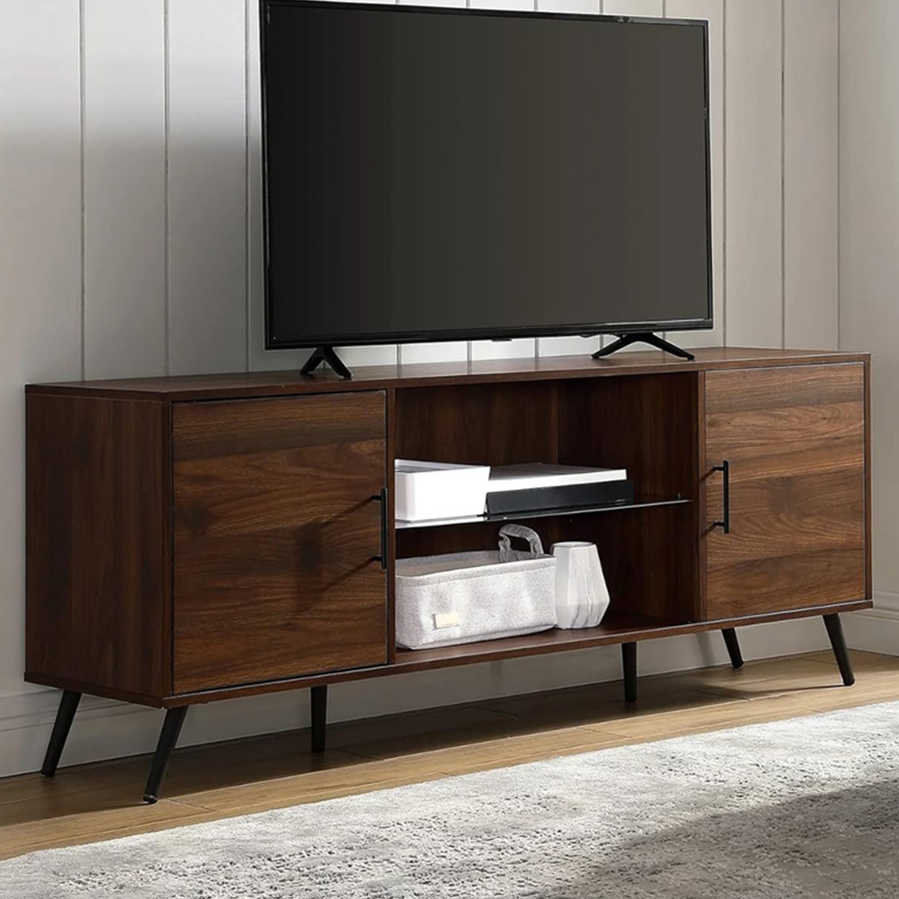 Centurion Portobello 2 Door 2 Shelf Luxury Walnut TV Cabinet Image 1