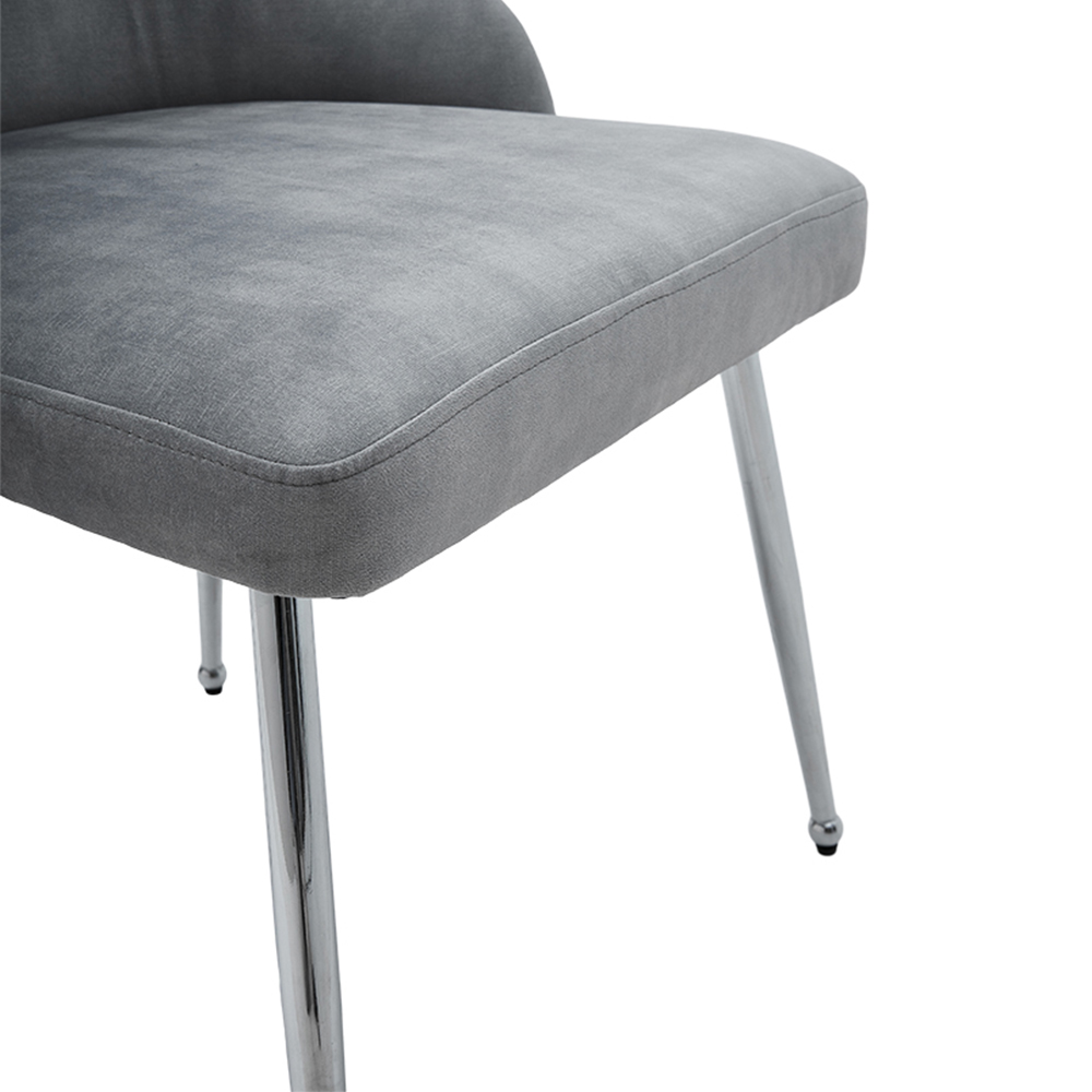 Living and Home Grey Velvet Tufted Dining Chair Image 7