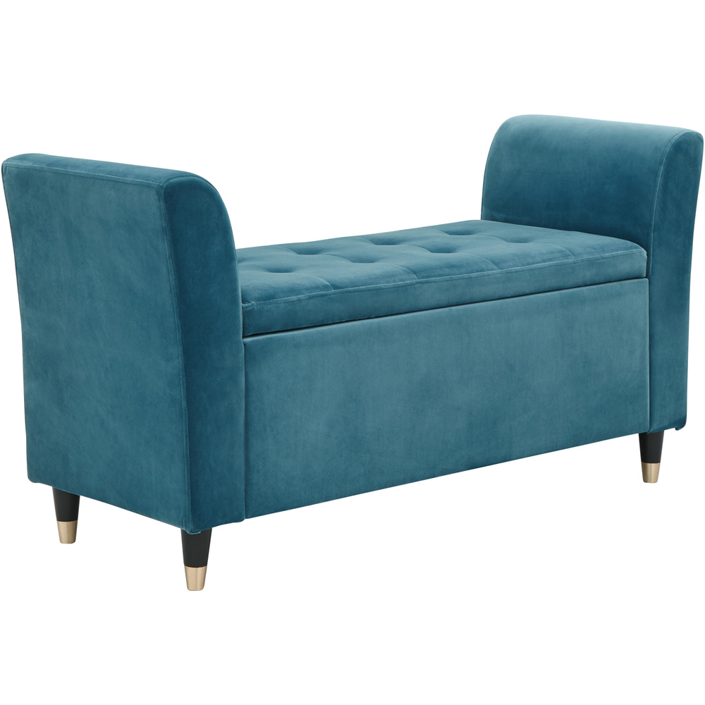 GFW Genoa Teal Blue Upholstered Window Seat With Storage Image 3