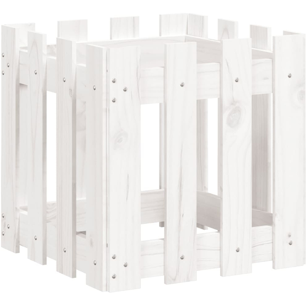 vidaXL White Solid Pine Wood Square Garden Planter 40cm Image 4
