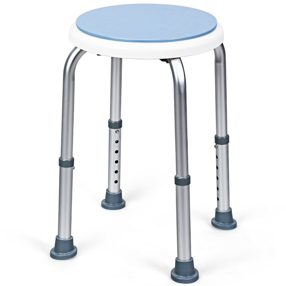 Costway Blue Height Adjustable Bathtub Shower Chair with 360° Rotating Seat Image 1