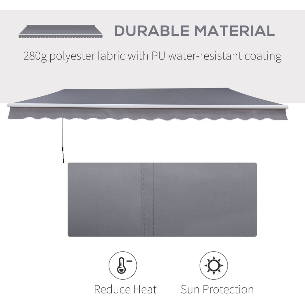 Outsunny Grey Manual Retractable Awning 3 x 2.5m Image 4