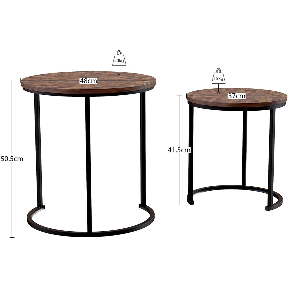 Vida Designs Brooklyn Dark Wood Nest of Tables Set of 2 Image 7