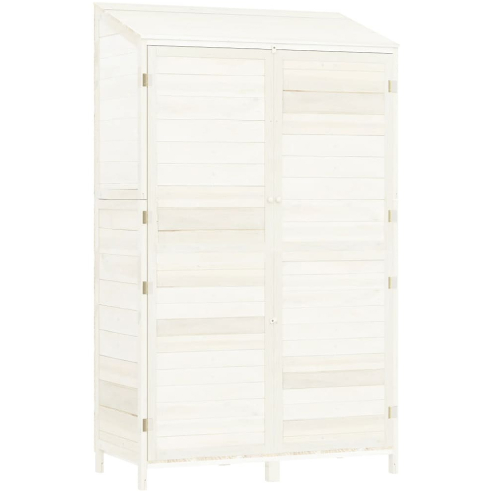 vidaXL 3.3 x 1.7ft White Wooden Pent Garden Shed Image 1