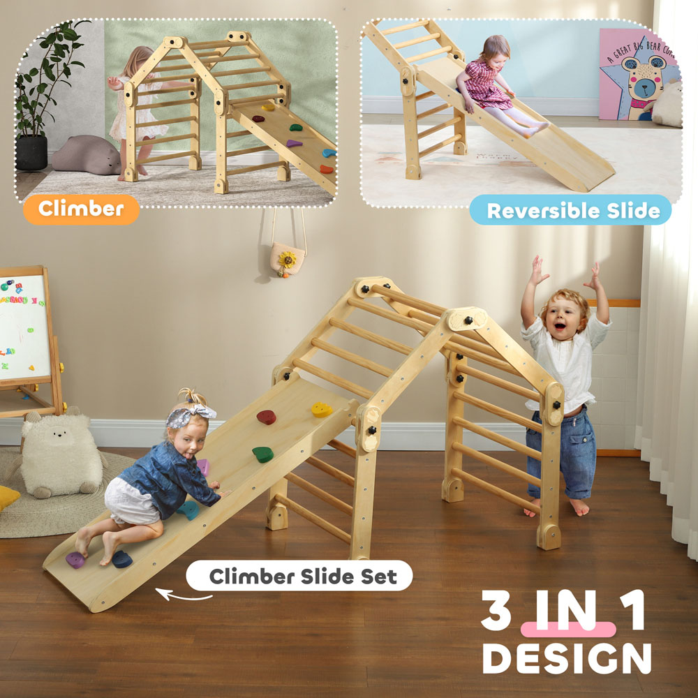 AIYAPLAY 3 in 1 Kids Foldable Toddler Climbing Set with Ramp Image 4