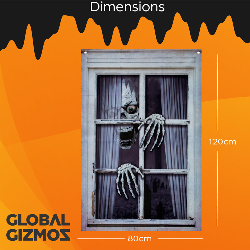 Benross Creepy Skeleton Halloween Window Backdrop 120cm Image 9