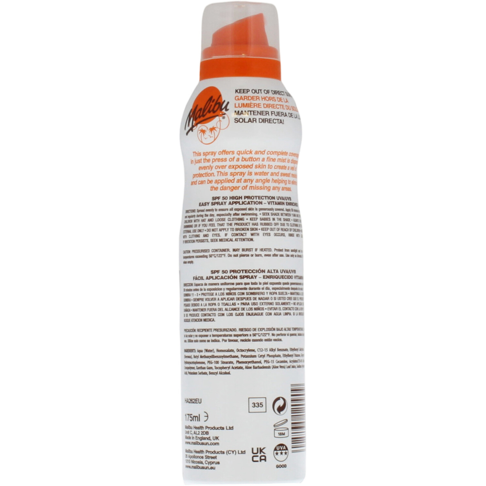 Malibu UVA UVB SPF 50 Continuous Spray Image 2