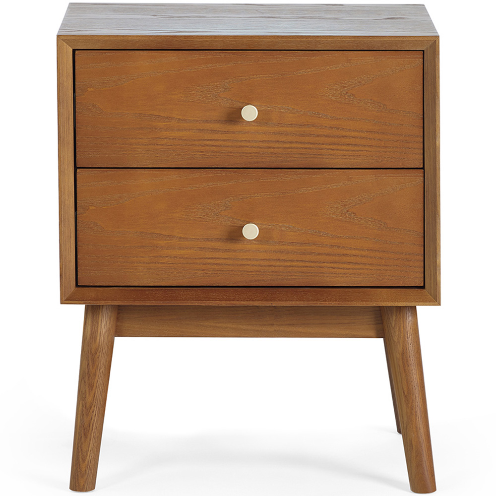 Julian Bowen Lowry 2 Drawer Cherry Ash Wood Bedside Table Image 3