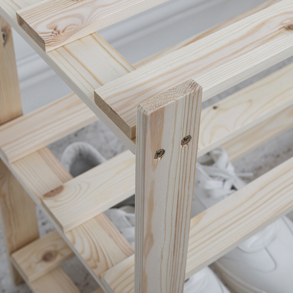 Noa and Nani 3 Shelf Natural Pine Shoe Rack Image 4