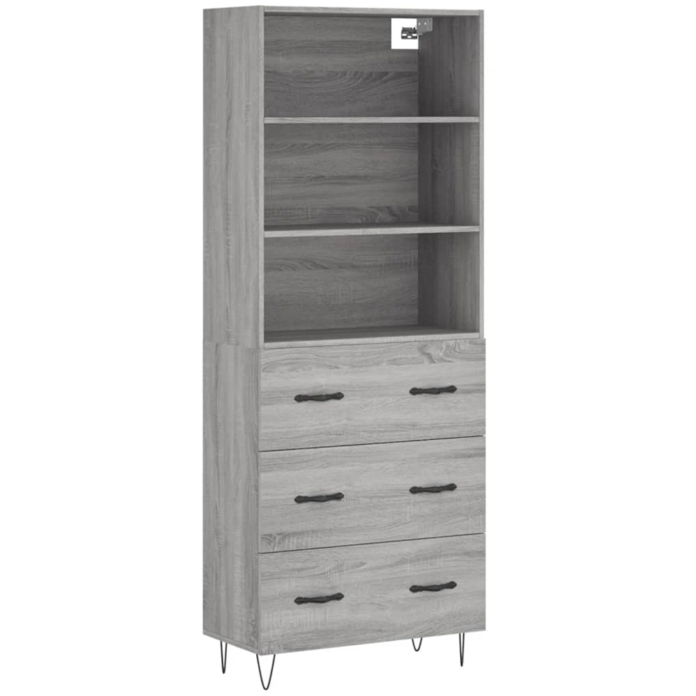 vidaXL 3 Drawer 3 Shelf Grey Sonoma Highboard Image 2