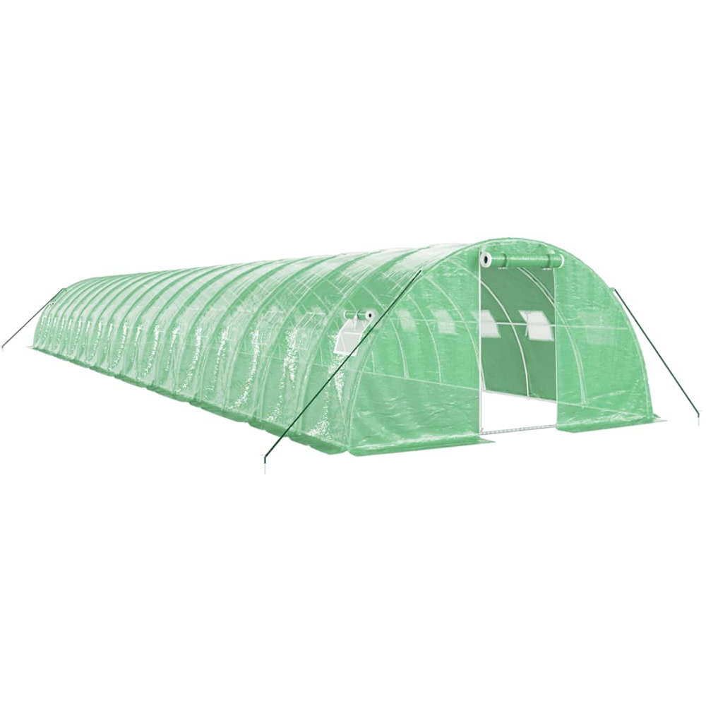 vidaXL Green Polyethylene Galvanised Steel Frame 59 x 13.1ft Greenhouse Image 1
