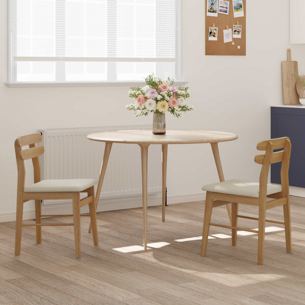 vidaXL Set of 2 Natural Rubberwood Rectilinear Vintage Dining Chairs Image 1
