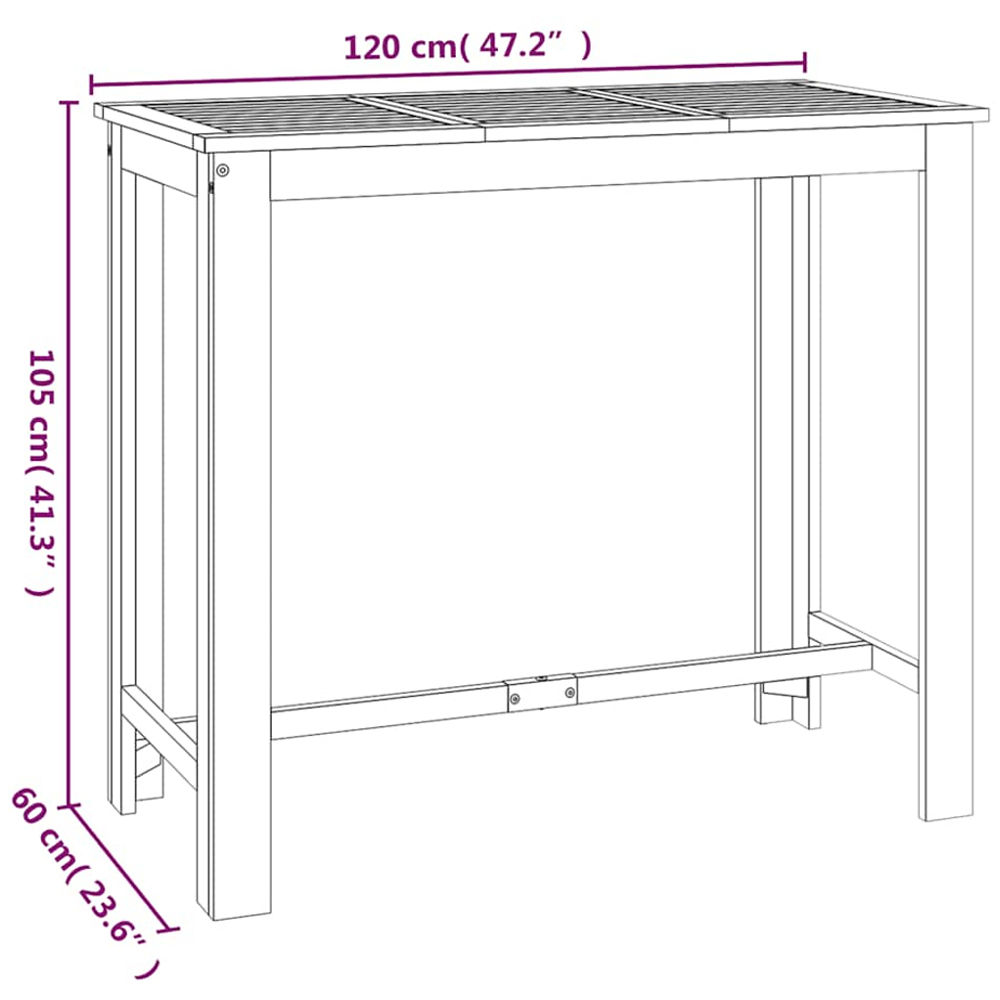 vidaXL Solid Wood Acacia Rectangular Garden Bar Table Image 6