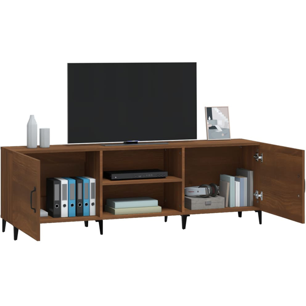 vidaXL 2 Door 2 Shelf Brown Wooden TV Cabinet Image 7