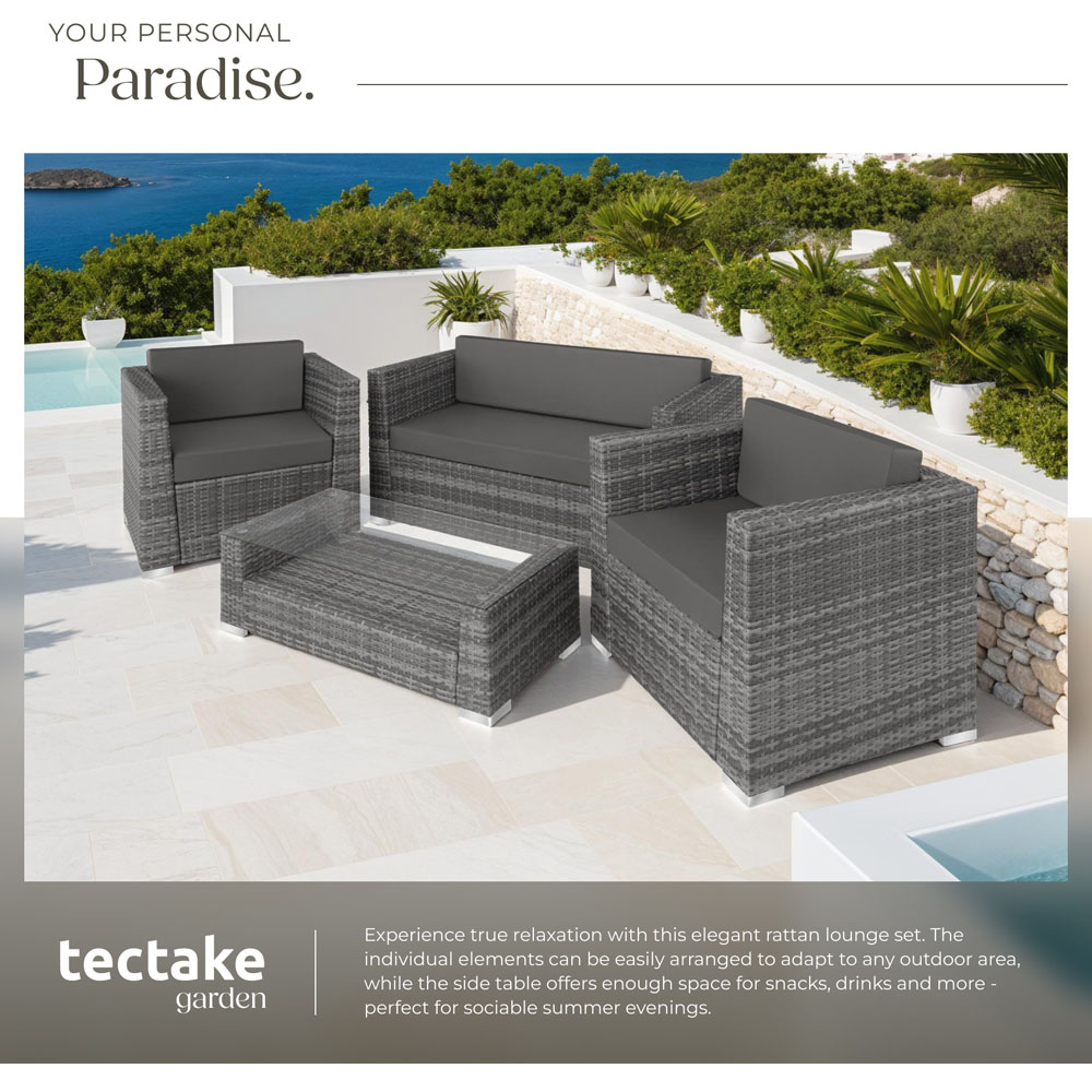 tectake Munich 4 Seater Grey Garden Furniture Set with Cushion Image 4
