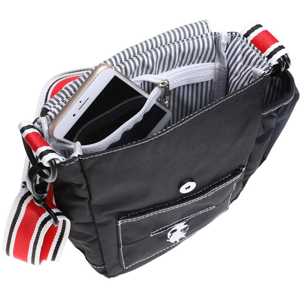 DOOG Black Shoulder Bag with Striped Strap Image 5