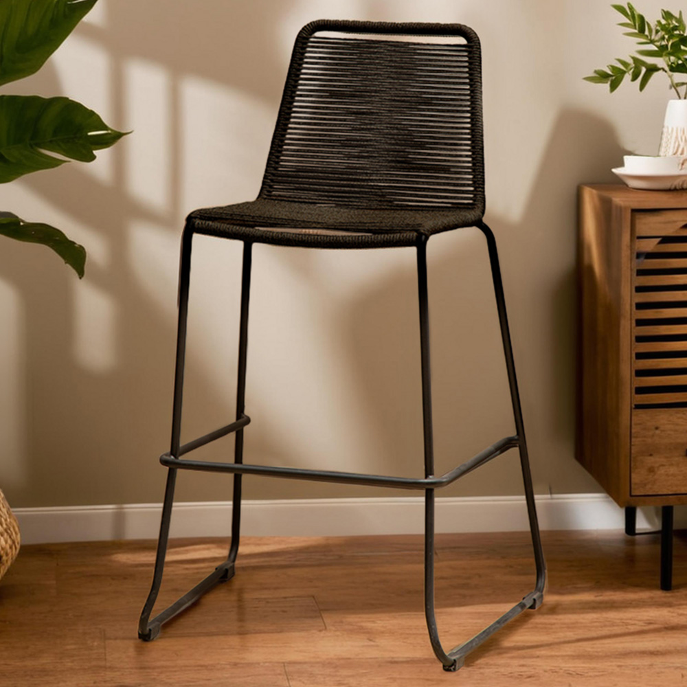Premier Housewares Sisal Black Rope Bar Chair Image 1