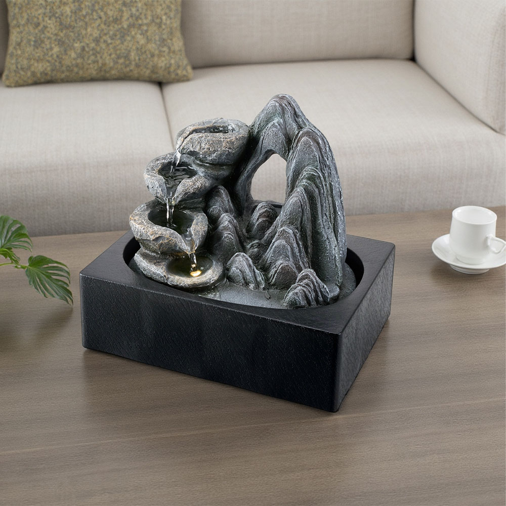Living and Home 4 Tier LED Light Tabletop Water Fountain Image 7