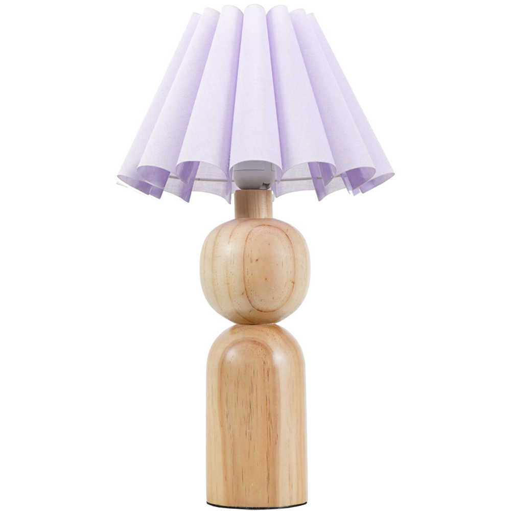 ValueLights Azalea Lilac Scallop Shade Rustic Wooden LED Table Lamp Image 1