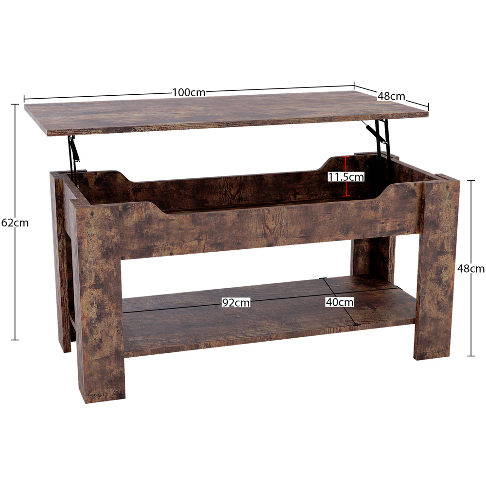 Vida Designs Dark Wood Lift Up Coffee Table Image 9