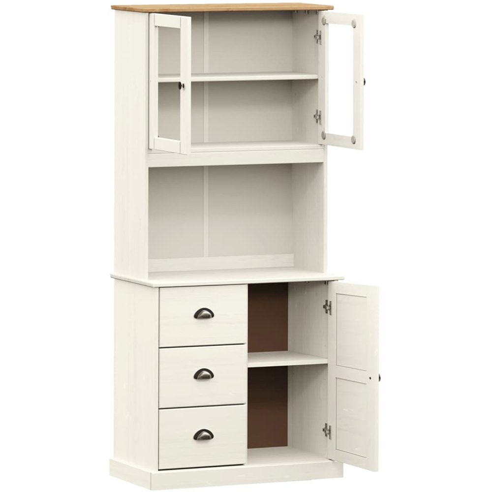 vidaXL Vigo 3 Door 3 Drawer White Solid Pine Wood Highboard Image 4