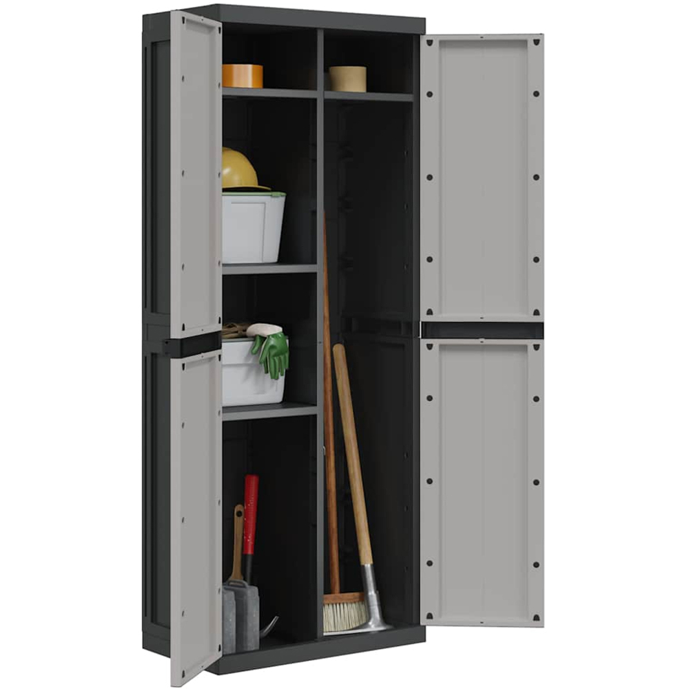 vidaXL Grey and Black Outdoor Storage Cabinet Image 3