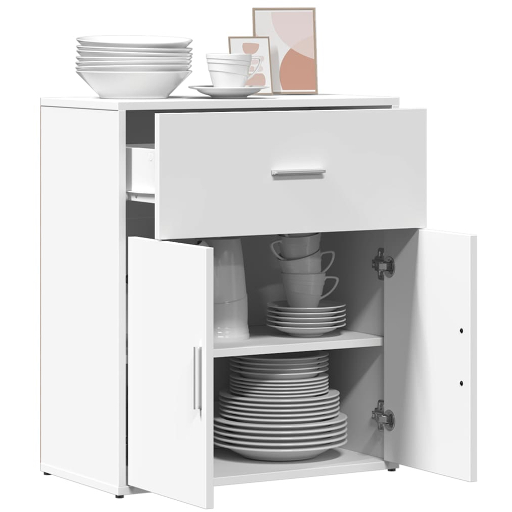 vidaXL 2 Door Single Drawer White Sideboard Image 4