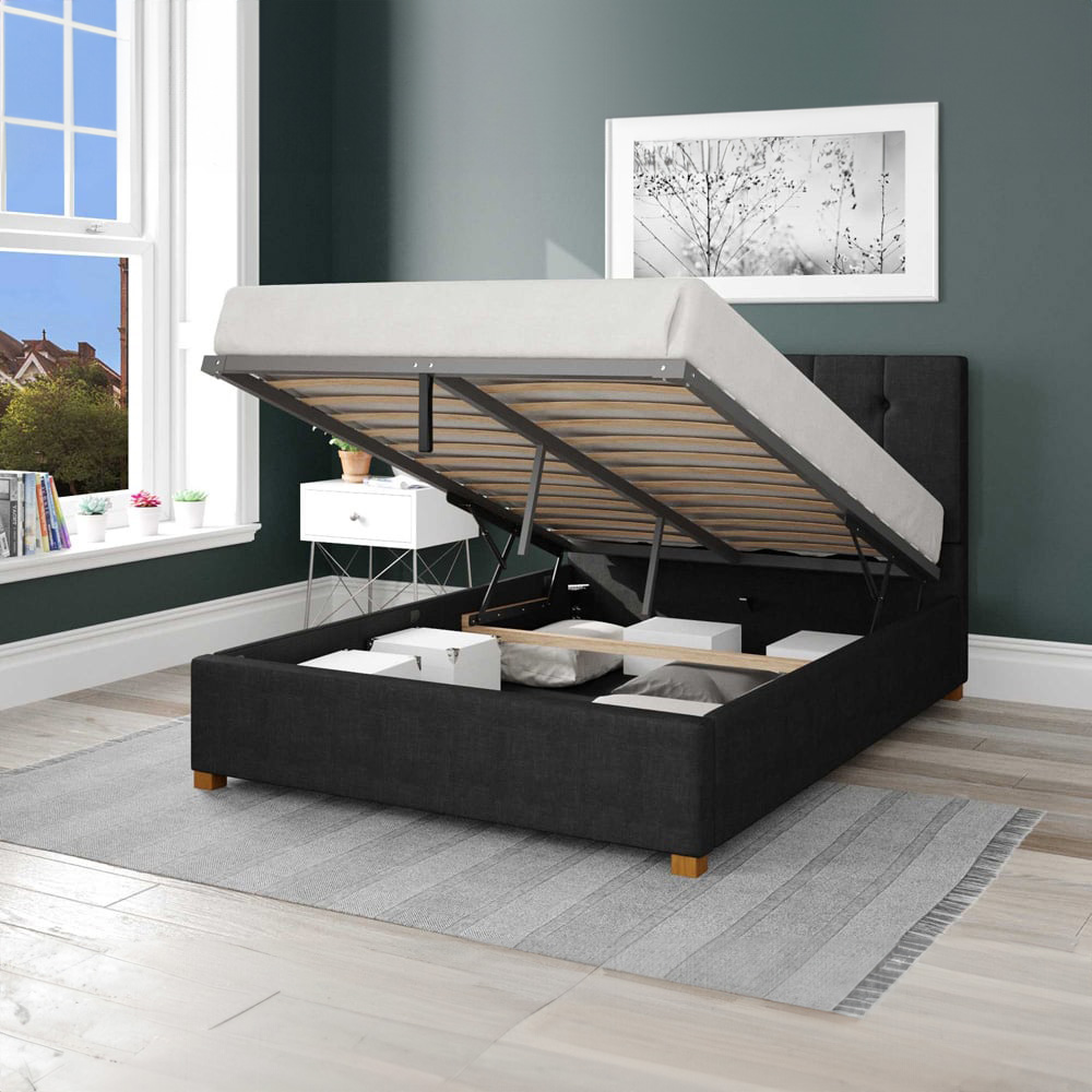 Aspire Hepburn Small Double Ebony Malham Weave Ottoman Bed Image 2