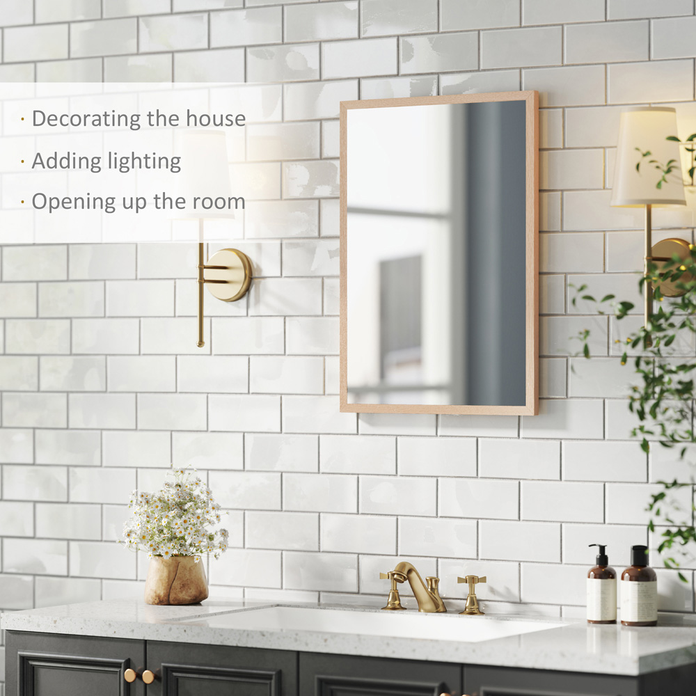 Portland Rectangular Wall Bathroom Mirror 70 x 50cm Image 8