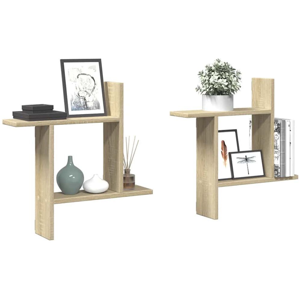 vidaXL 50cm Set of 2 Sonoma Oak Floating Wall Shelf Image 3