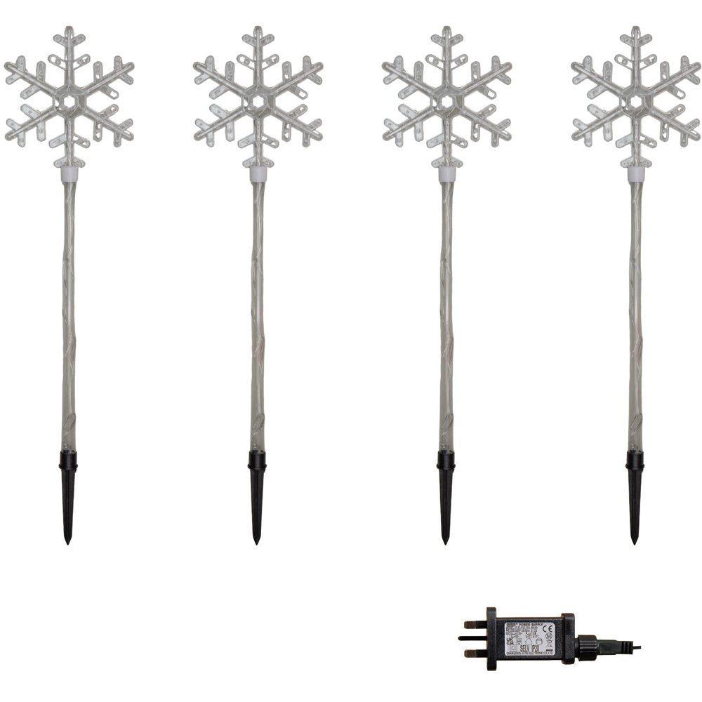Samuel Alexander 4 Piece 40 Warm White LED Crystal Snowflake Christmas Path Light Set Image 2