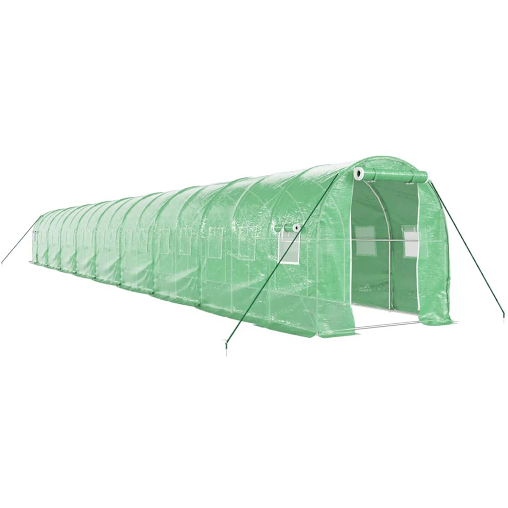 vidaXL Green Polyethylene Galvanised Steel Frame 59 x 6.5ft Greenhouse Image 1