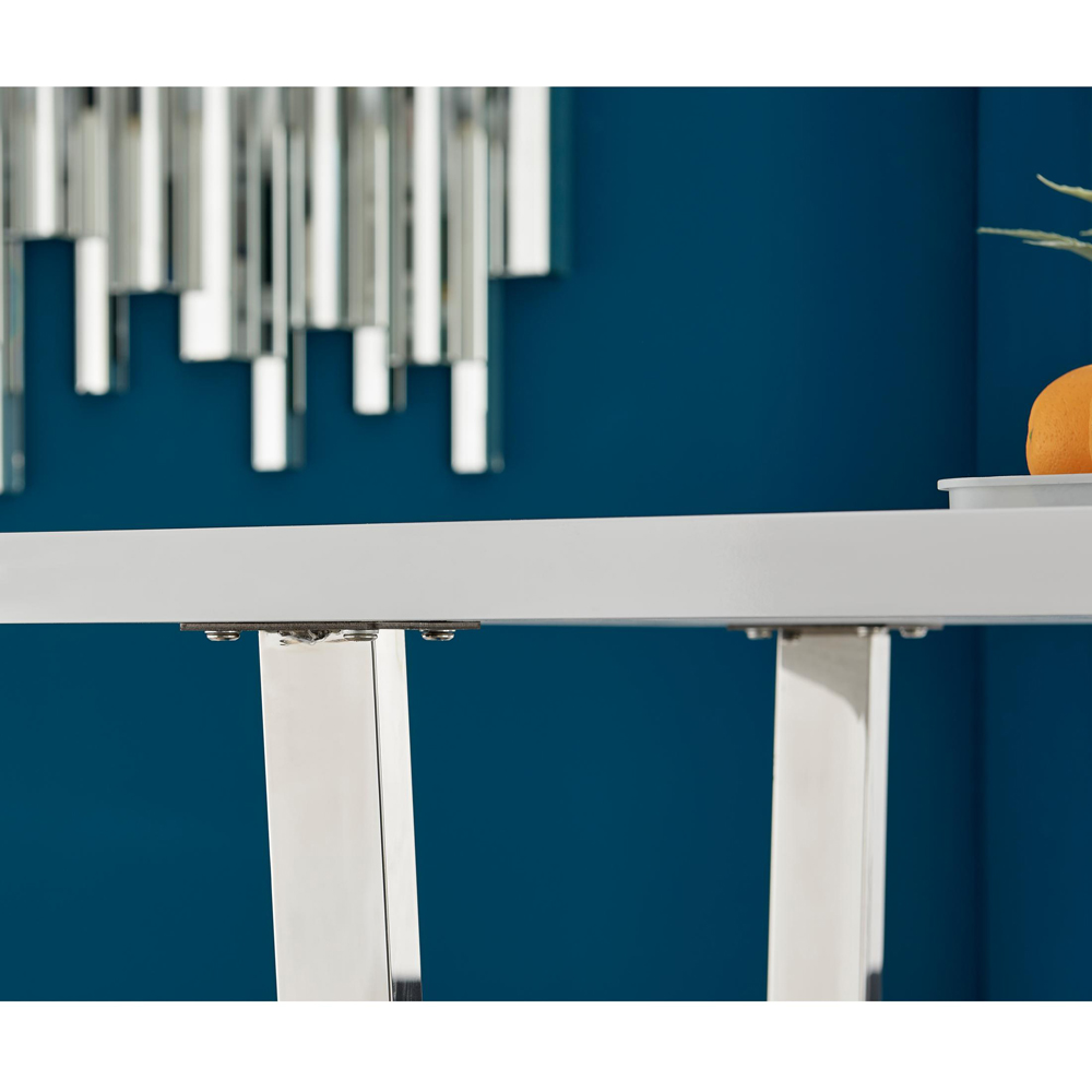 Furniturebox Solo 4 Seater White High Gloss and Chrome Dining Table Image 2