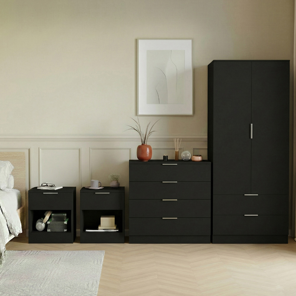 VIDA DESIGNS Trega Black 4 Piece Bedroom Furniture Set Image 5