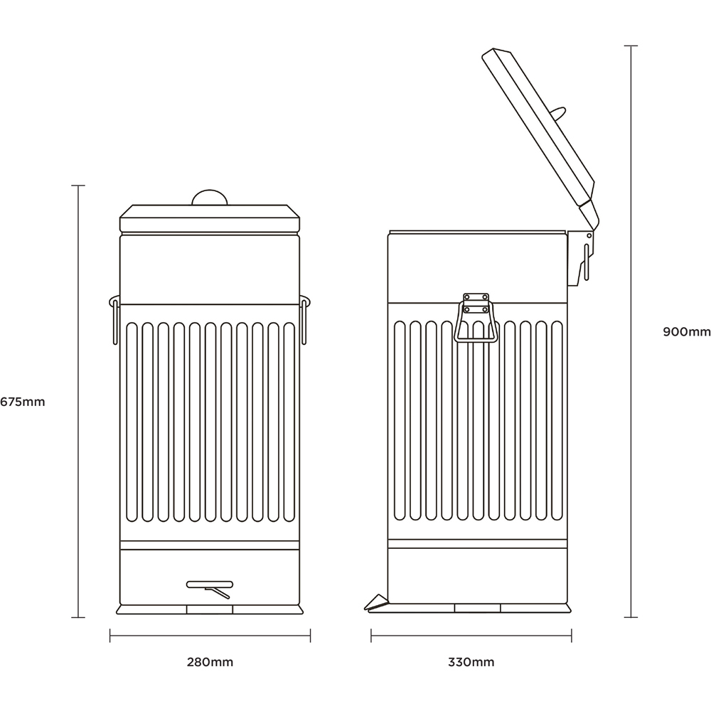 Charles Bentley Square Pedal Bin 30L Image 9