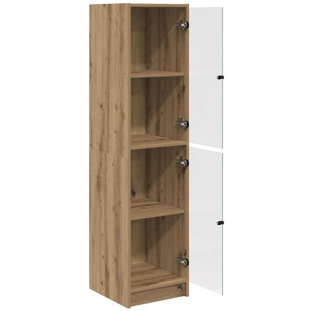 vidaXL 2 Glass Door 4 Shelf Artisan Oak Slim Highboard Image 5