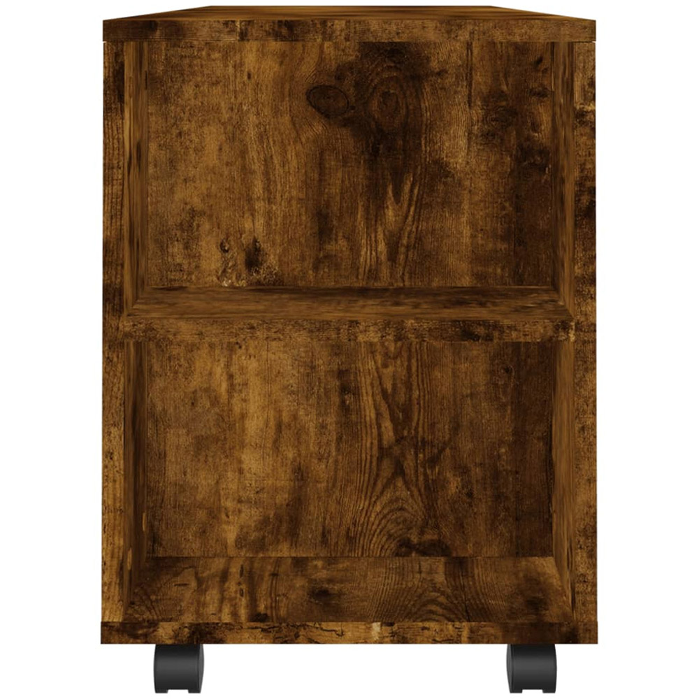 vidaXL 2 Drawer Single Open Shelf Smoked Oak TV Cabinet with Wheels Image 7